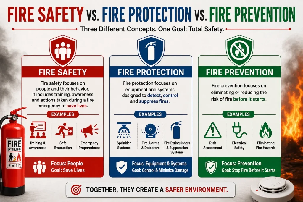 fire safety vs. fire protection vs. fire prevention