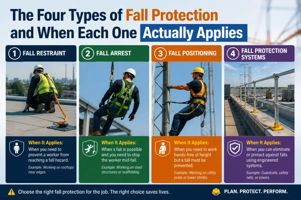 the four types of fall protection and when each one actually applies