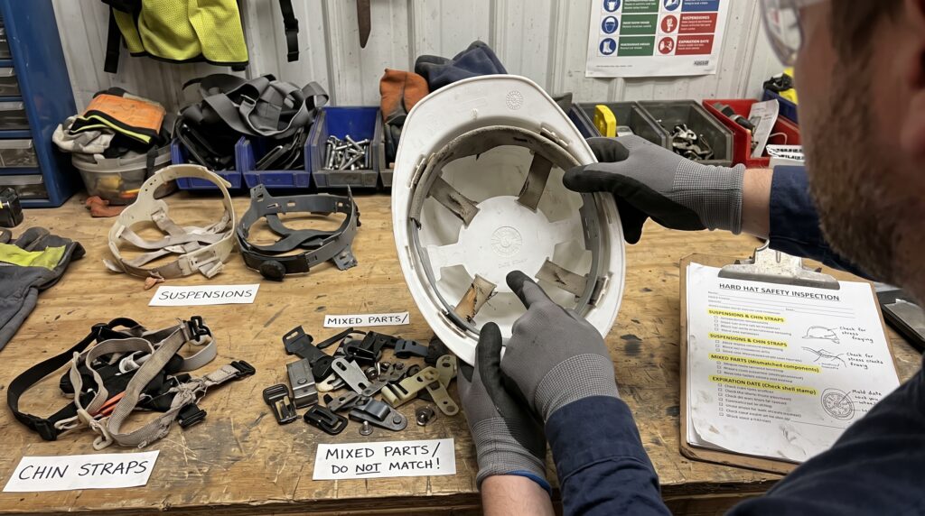 suspensions, chin straps and mixed parts